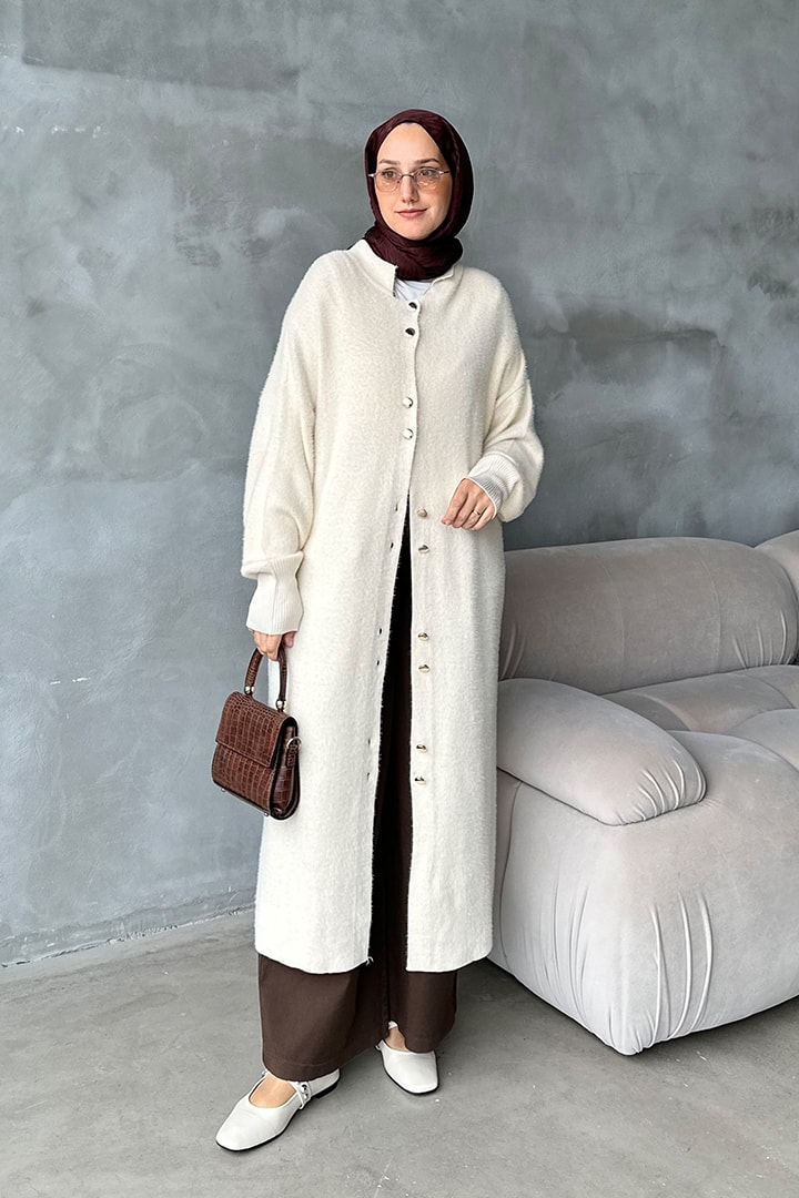 Yumoş Düğmeli Hırka - Taş