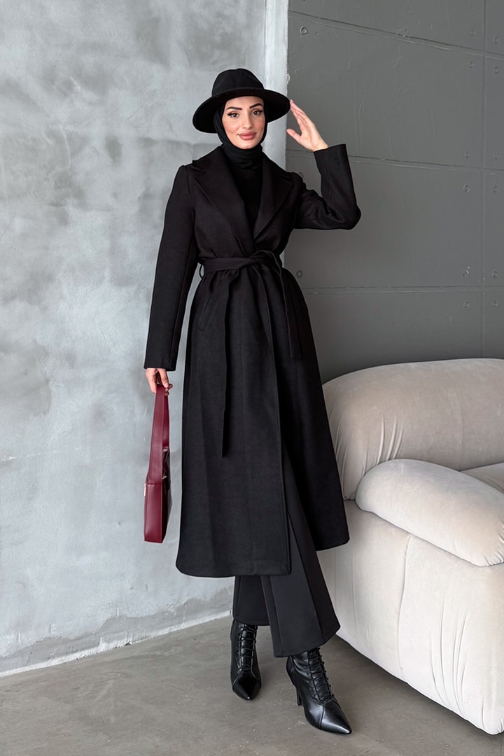 Düz Kapama Kaşe Kaban