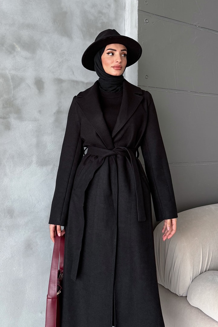 Düz Kapama Kaşe Kaban