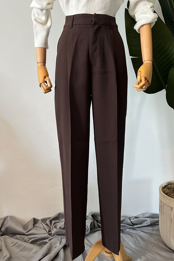 İthal Krep Pantolon - Acı Kahve