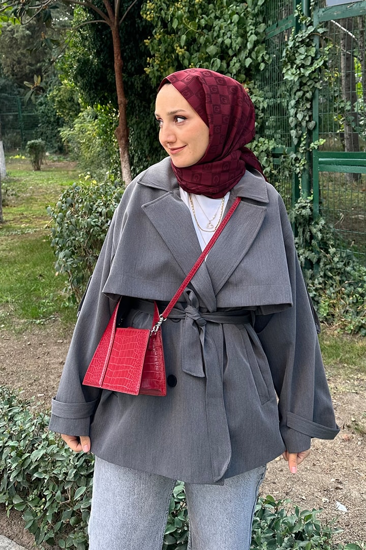 Premium Apoletli Araboy Trençkot - Antrasit