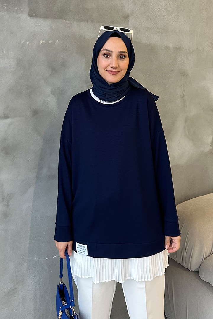 Plise Detaylı Oysho Sweat - Lacivert