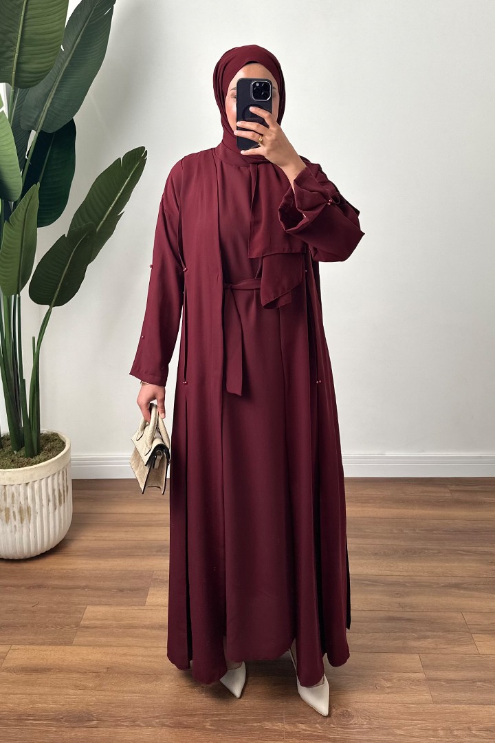 Boncuk Detaylı Abaya Elbise