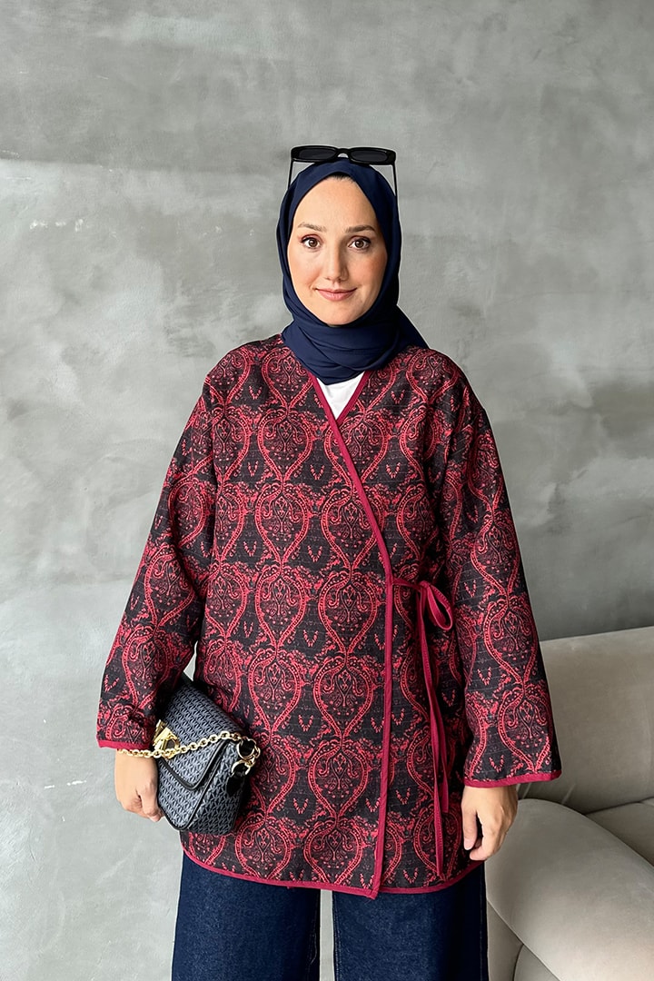 Etnik Desenli Kap - Kırmızı