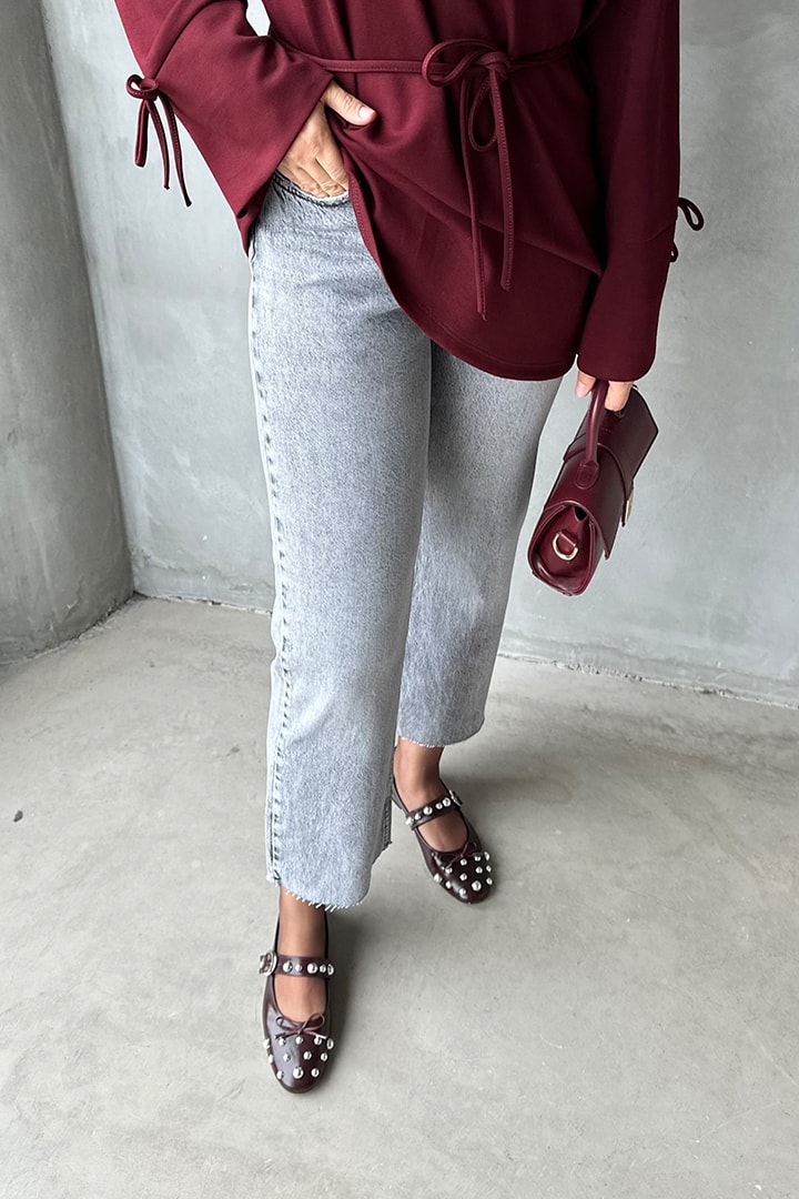 Bilek Boy Paçası Kesik Kot Pantolon