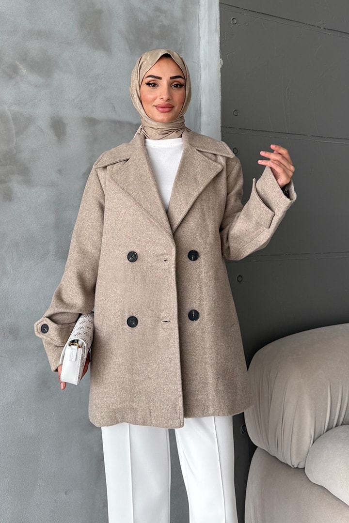 Premium Kruvaze Kaşe Kaban