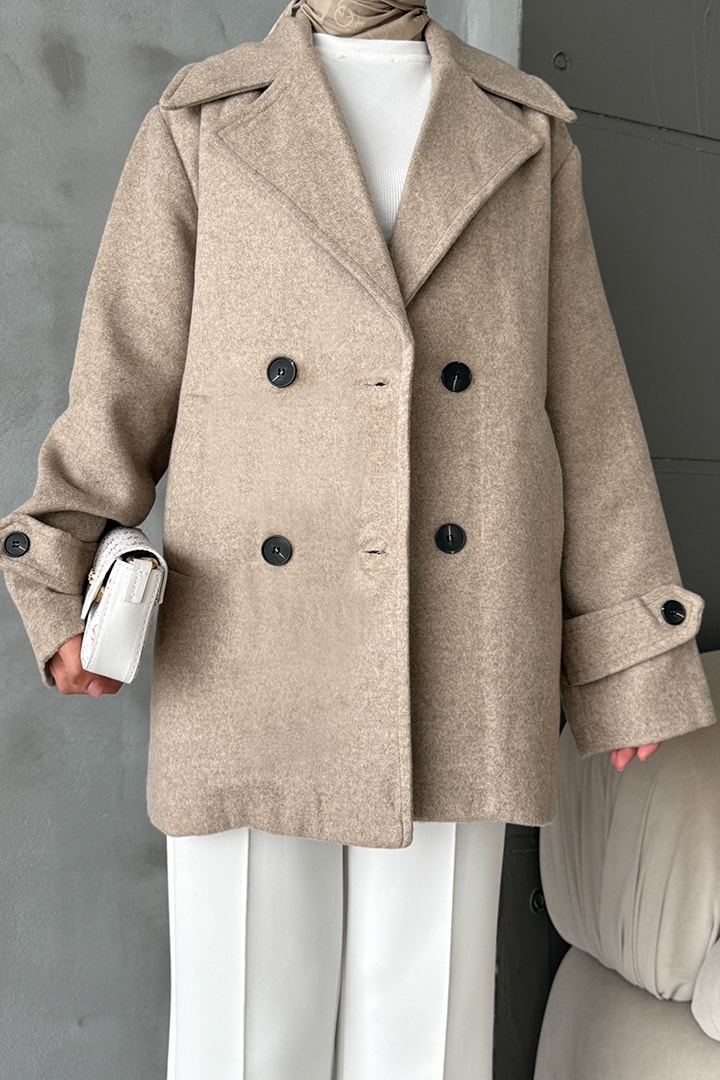 Premium Kruvaze Kaşe Kaban