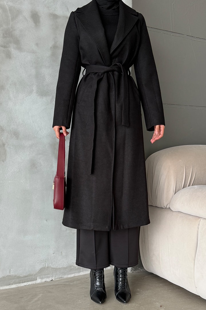 Düz Kapama Kaşe Kaban