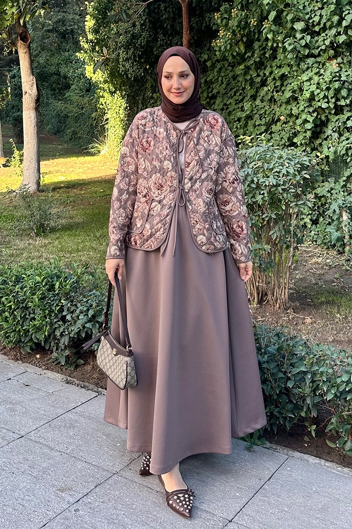 Premium Flowers Etekli Takım - Vizon