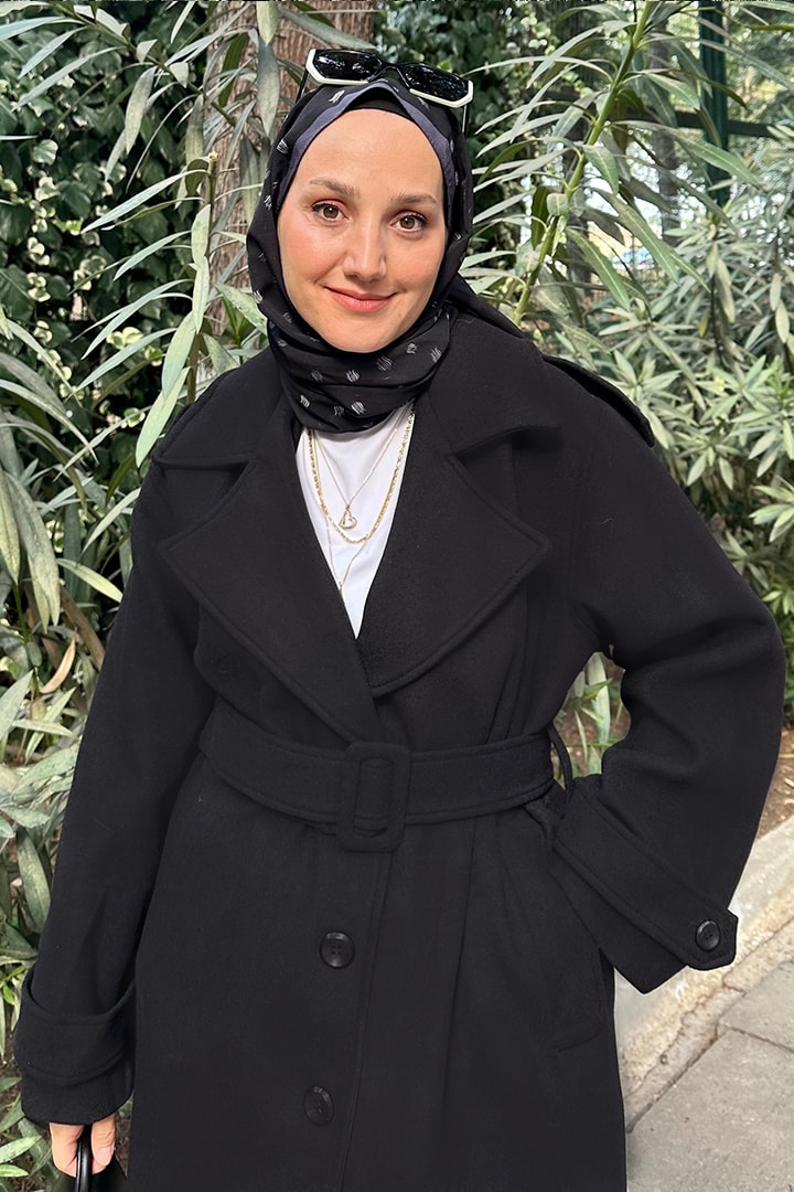 Sıralı Düğme Kaşe Kaban