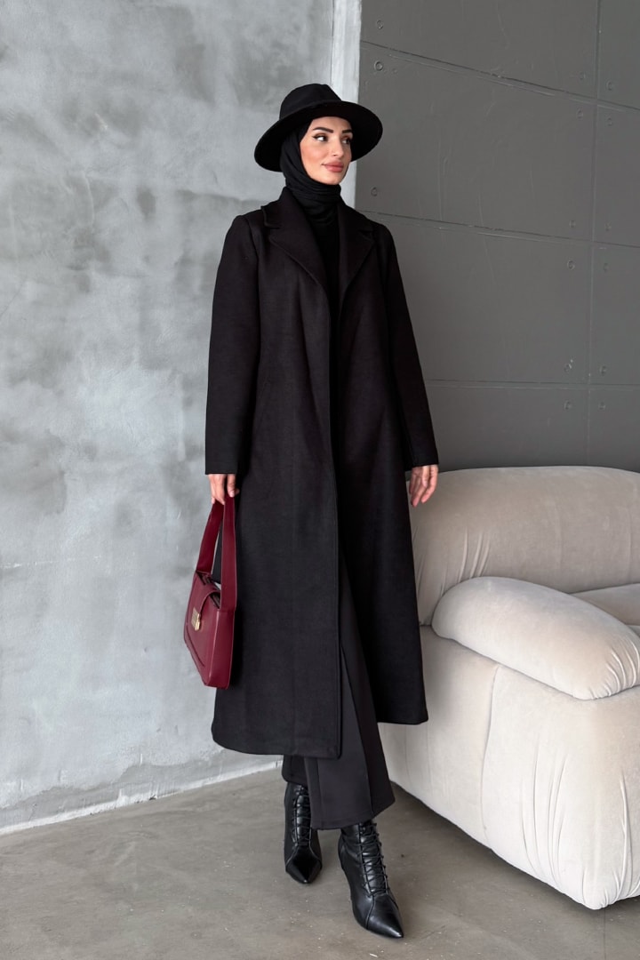 Düz Kapama Kaşe Kaban