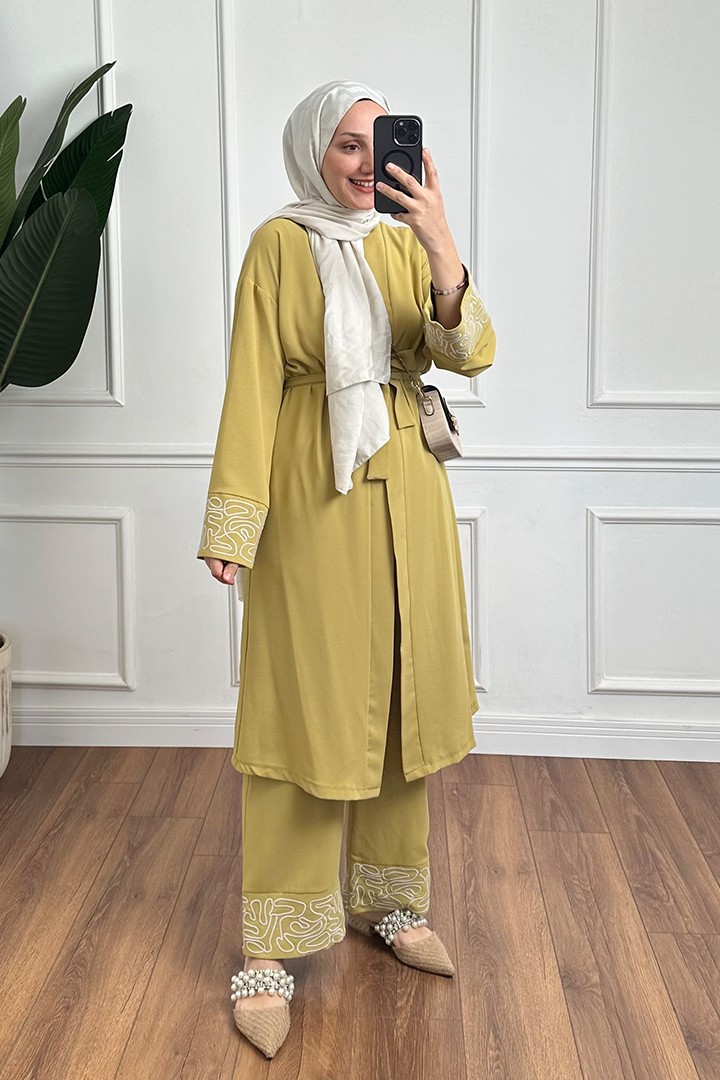 3lü Kimono Takım - Yağ Yeşili