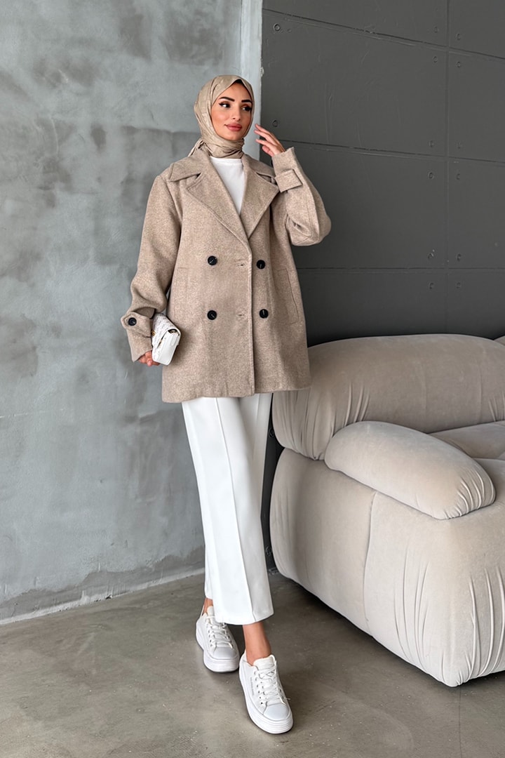 Premium Kruvaze Kaşe Kaban