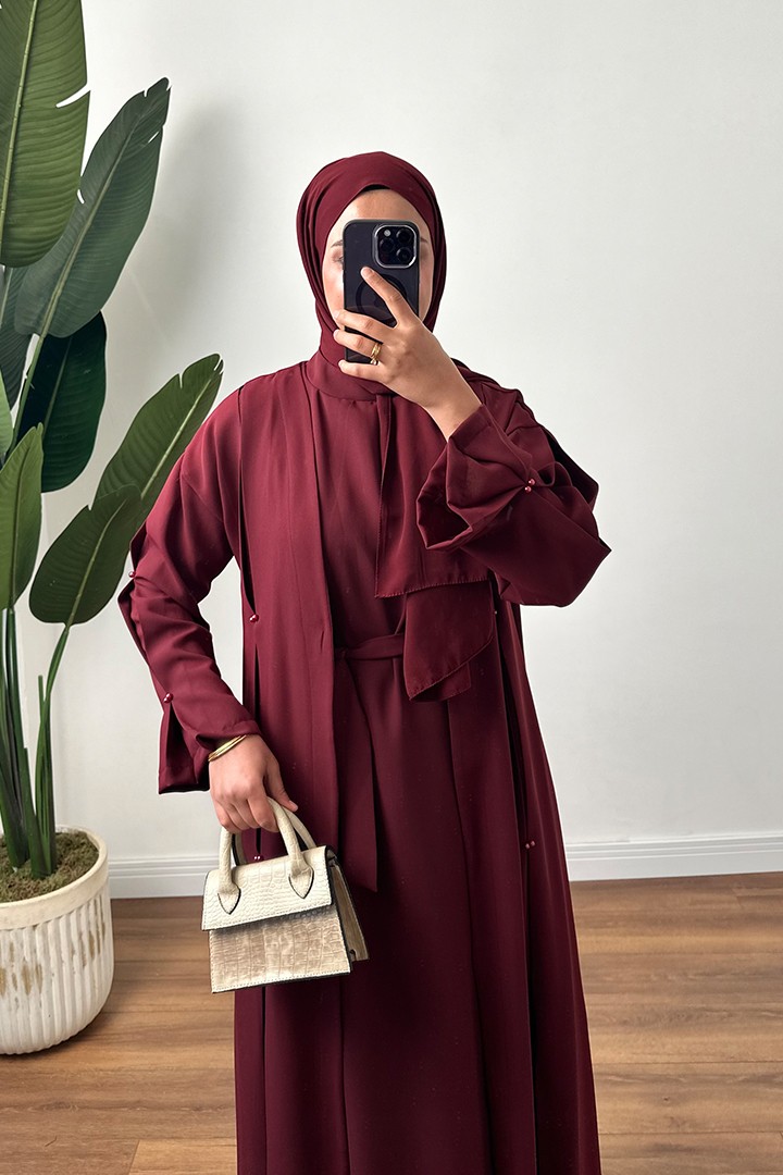 Boncuk Detaylı Abaya Elbise