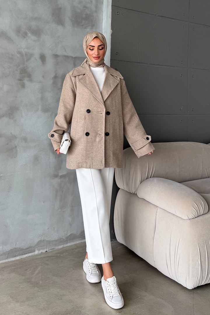 Premium Kruvaze Kaşe Kaban