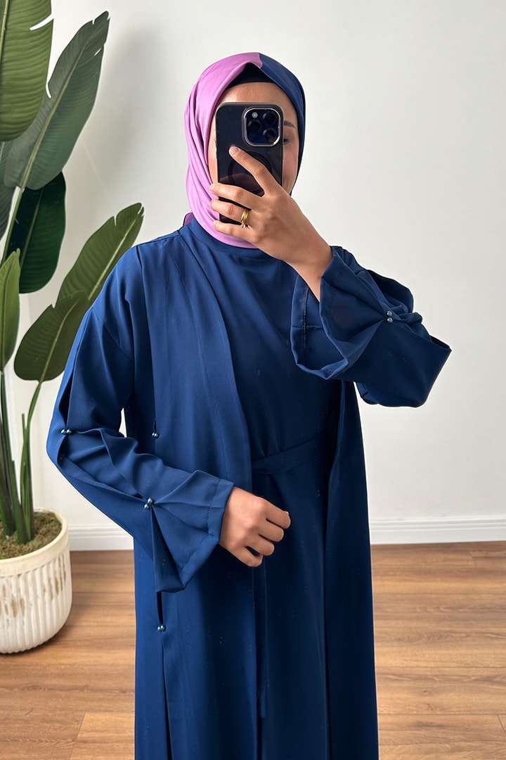 Boncuk Detaylı Abaya Elbise