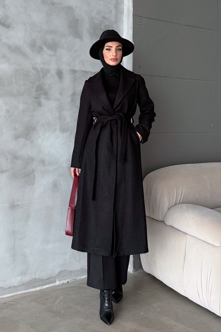 Düz Kapama Kaşe Kaban