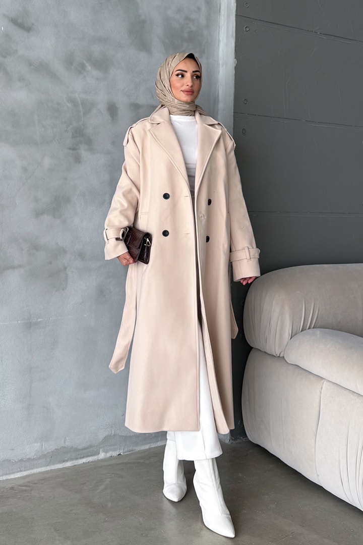 İtalyan Kesim Kaşe Kaban - Taş