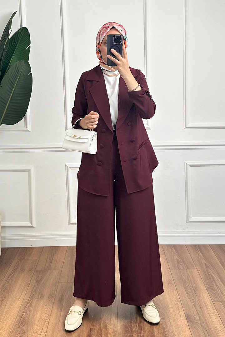 Ceketli 3lü Takım - Bordo
