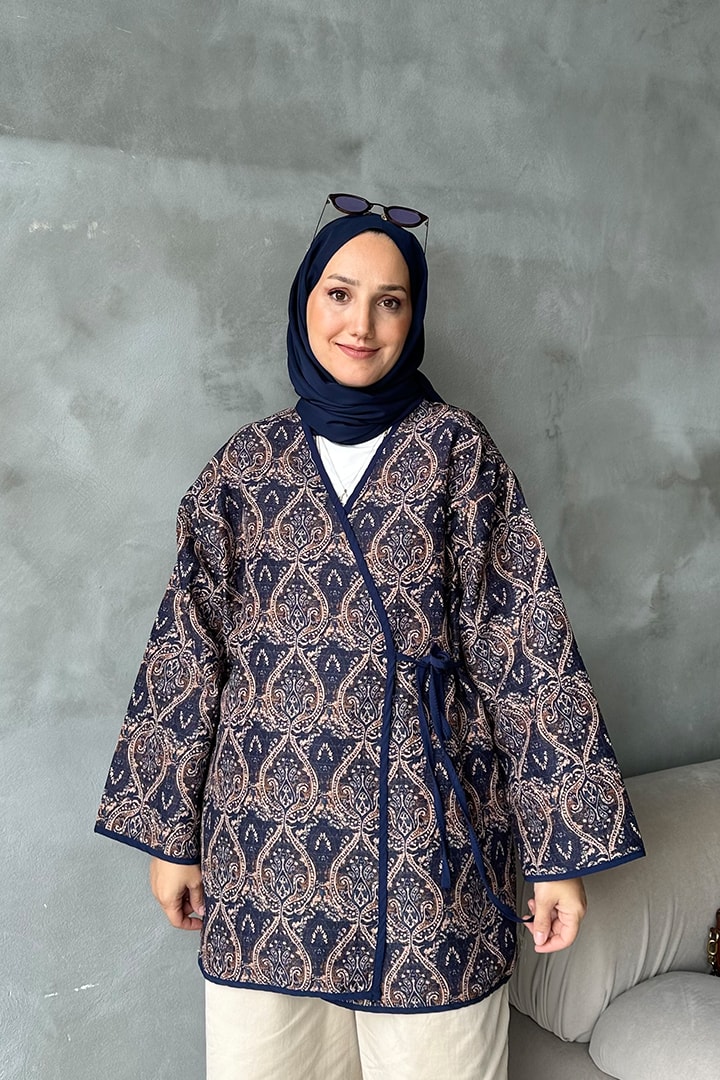 Etnik Desenli Kap - Mavi