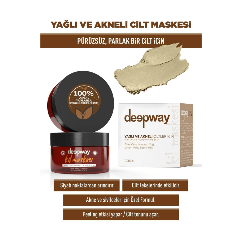 Deepway Doğal Kil Yüz Maskesi Yağlı Ve Akneli Ciltler 100 Ml