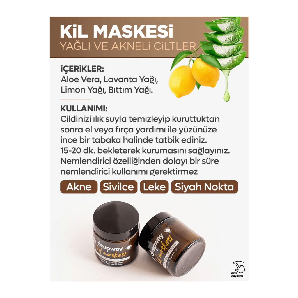 Deepway Doğal Kil Yüz Maskesi Yağlı Ve Akneli Ciltler 100 Ml