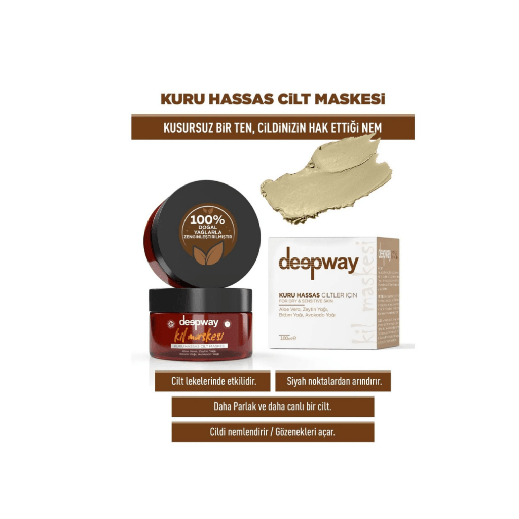 Deepway Doğal Kil Yüz Maskesi  Kuru Hassas Ciltler 100 Ml