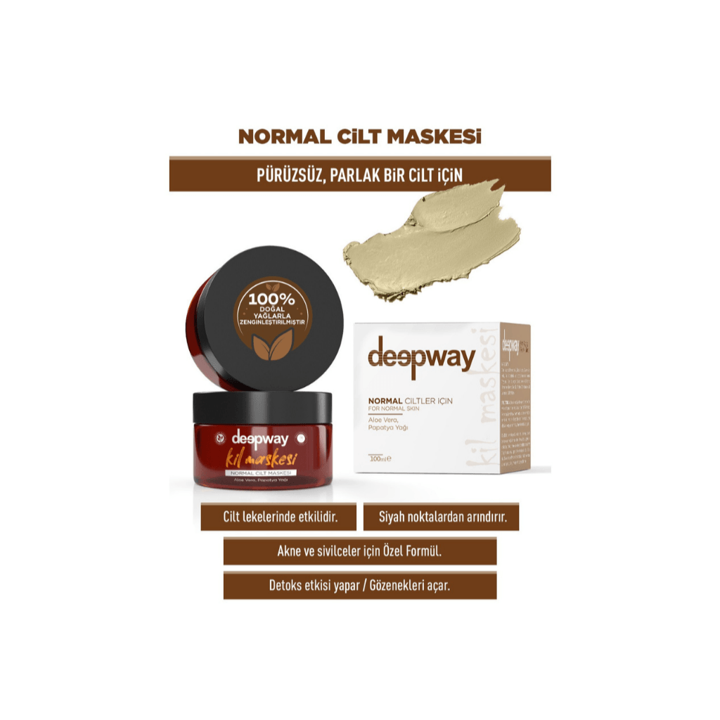 Deepway Doğal Kil Yüz Maskesi  Tüm Ciltler 100 Ml