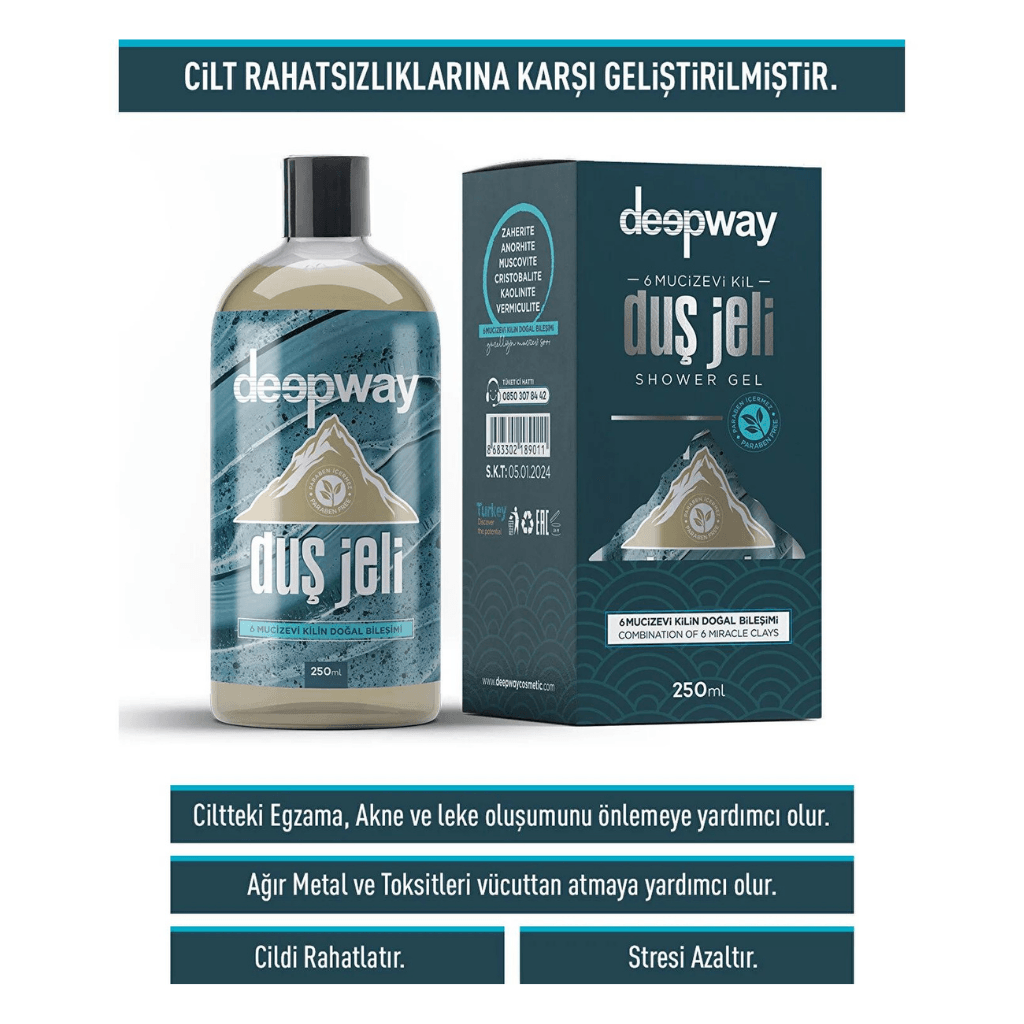 Deepway Duş Jeli 6 Mucizevi Kilin Doğal Bileşimi 250 Ml