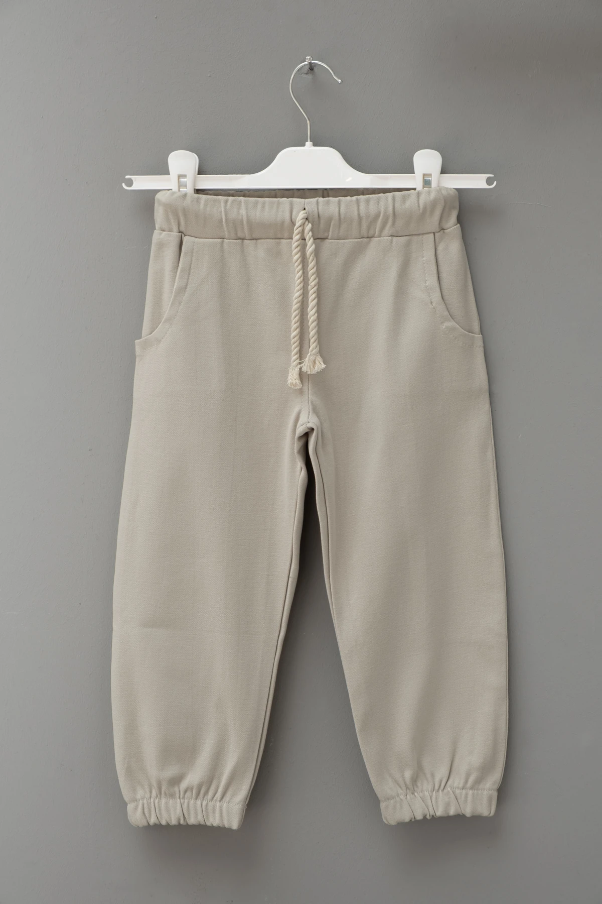 Erkek Bej Jogger Pantolon % 100 Pamuk 