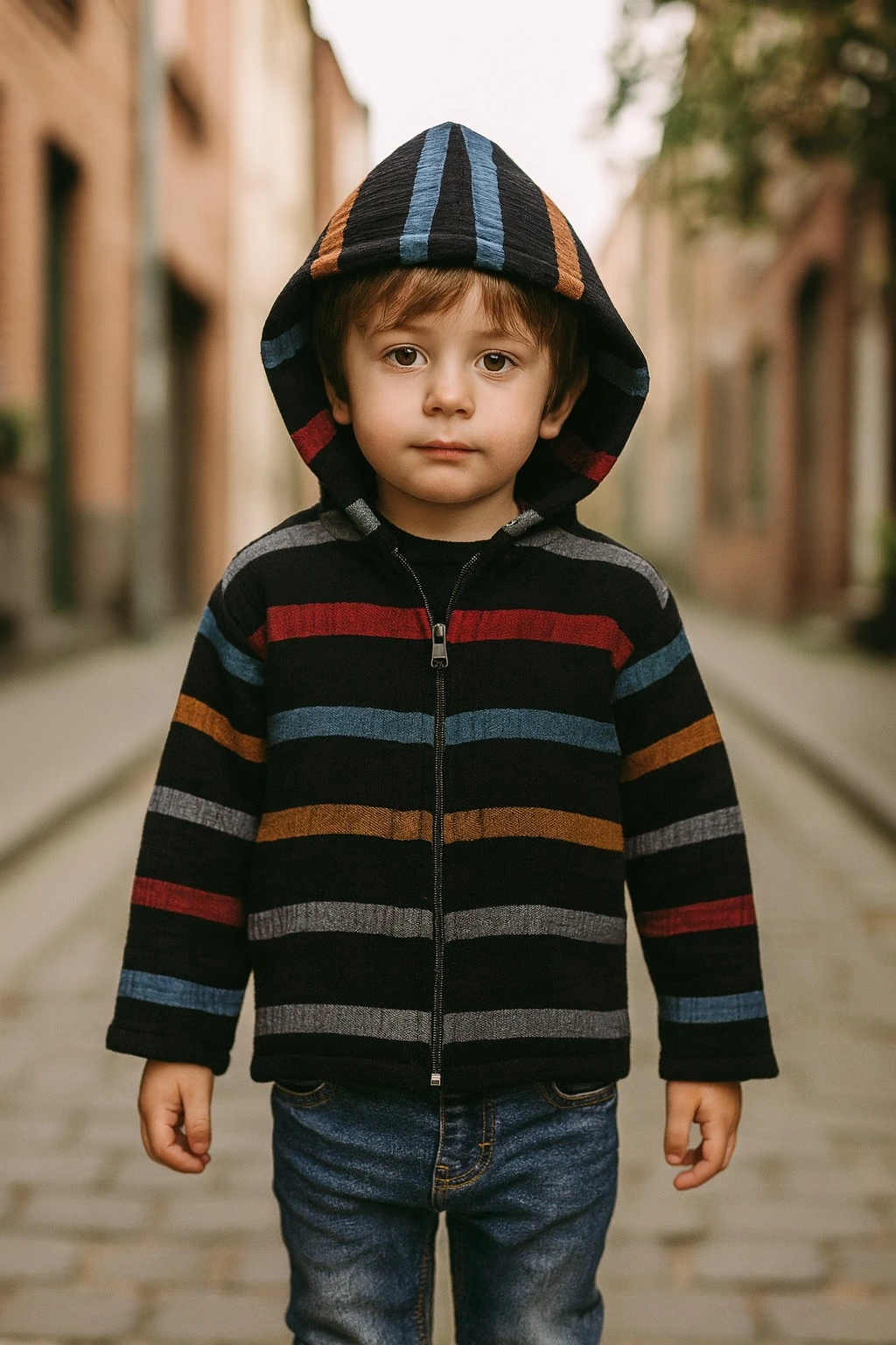 Çocuk Kapüşonlu Müslin Ceket, % 100 Pamuk 