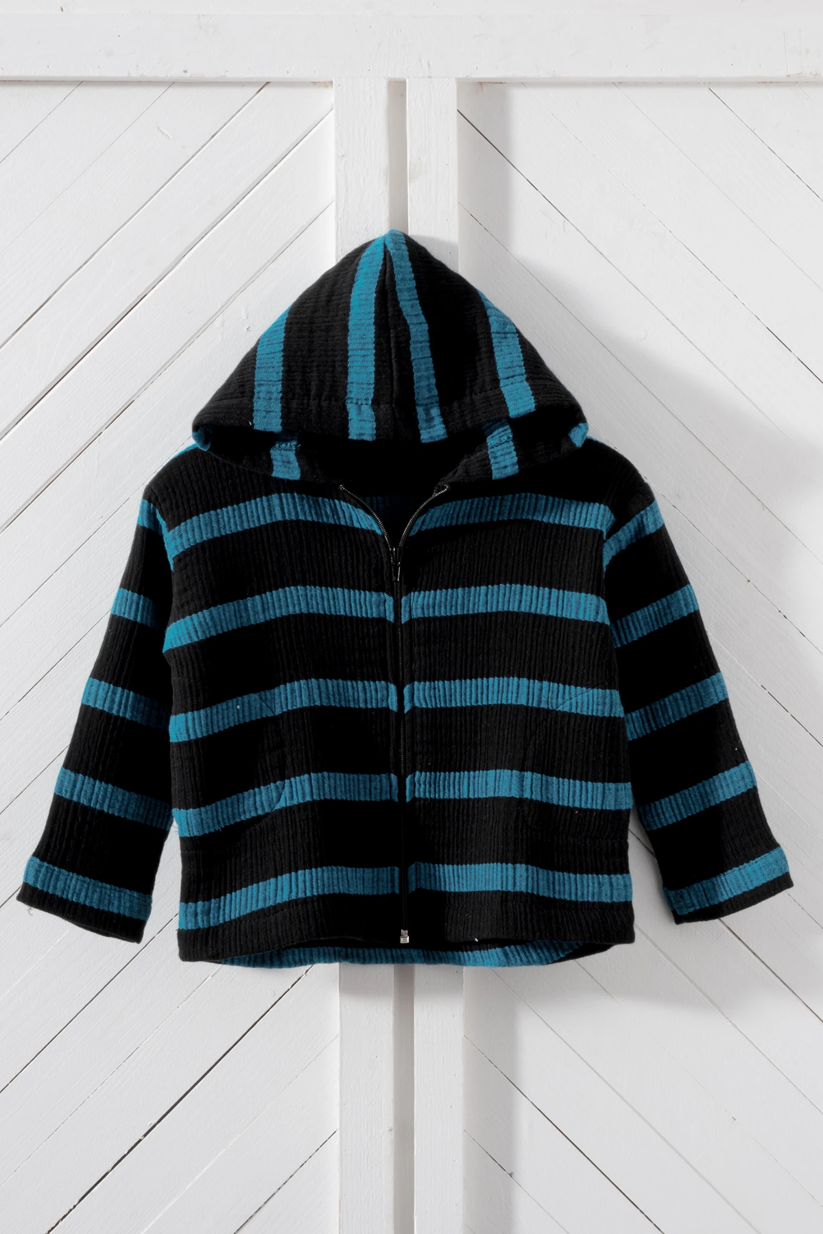 Müslin Çocuk Kapüşonlu Ceket - mavi