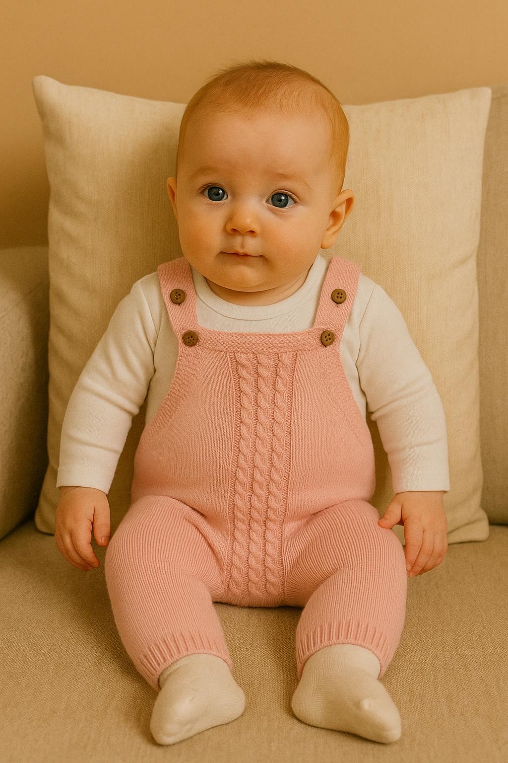 Kız Pembe Triko Örme 2'li Takım % 100 Pamuk 