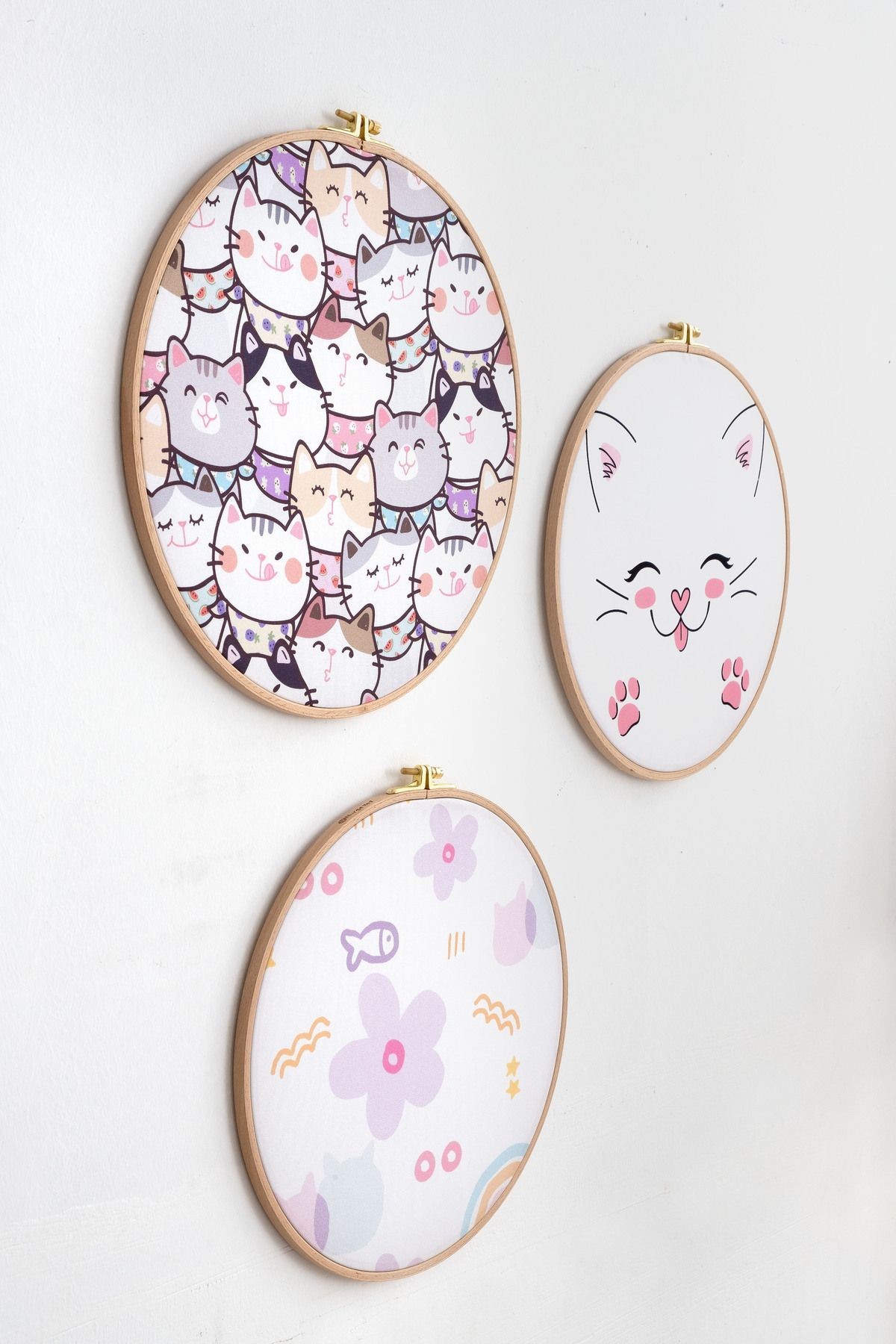 Mibabies; Crazy Cats, %100 Pamuk Bebek Odası Seti: Nevresim Takımı, Kırlent, 3'lü Tablo