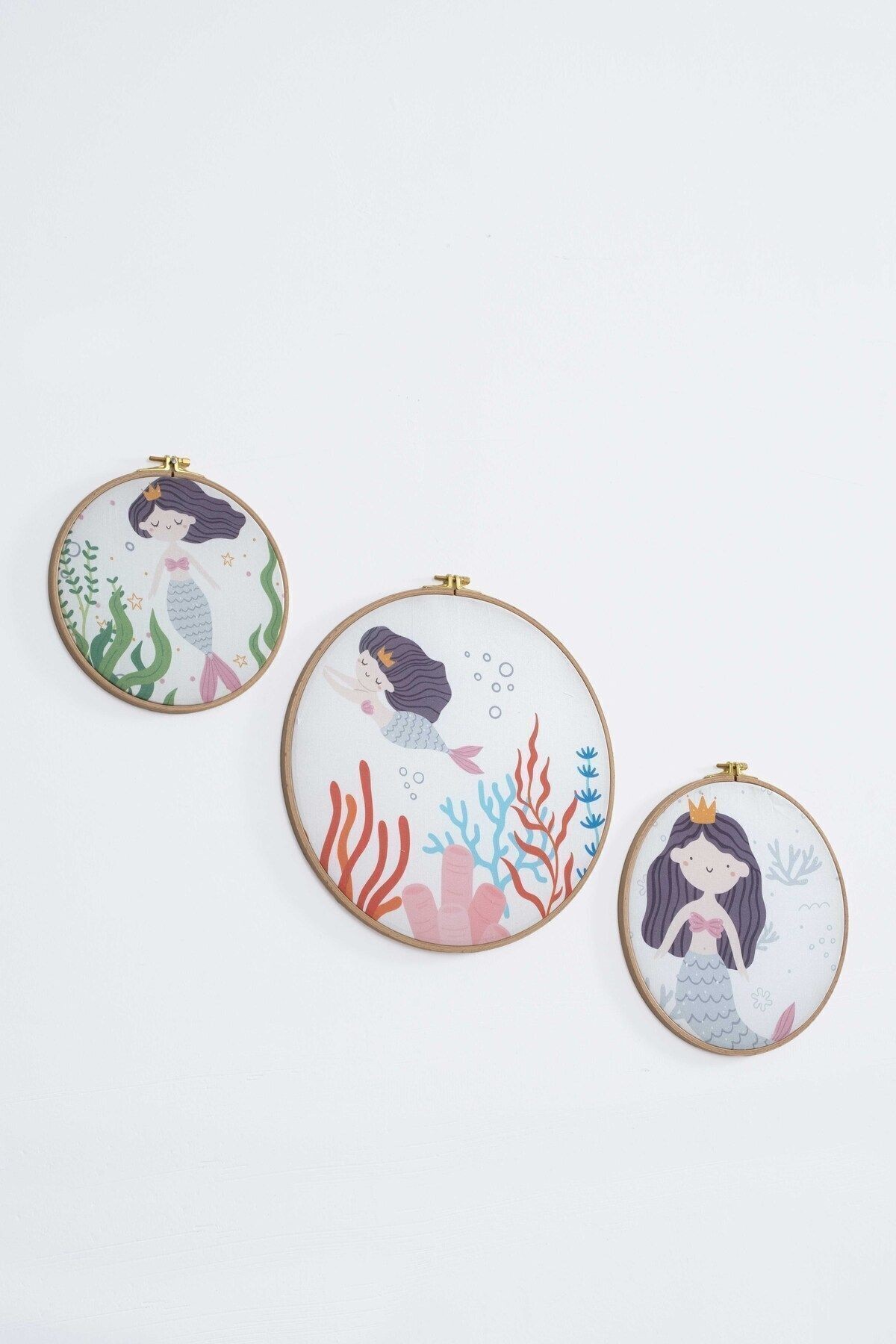 Mibabies ; Mermaid Bebek Odası Seti, Nevresim Takımı, Kırlent, Duvar Süsü, %100 Pamuk,