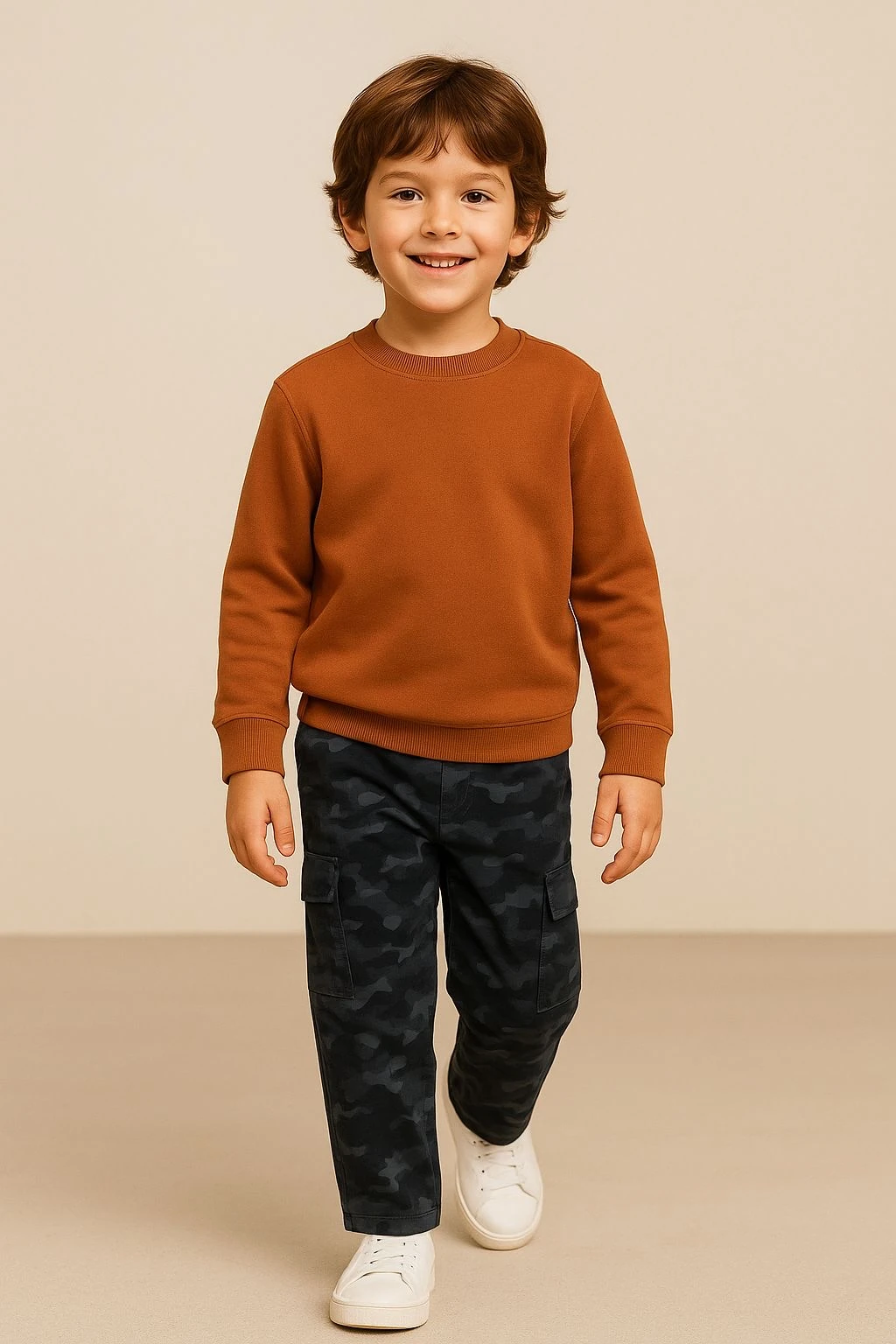 Erkek Çocuk Kamuflaj Desenli Pantolon % 100 Pamuk
