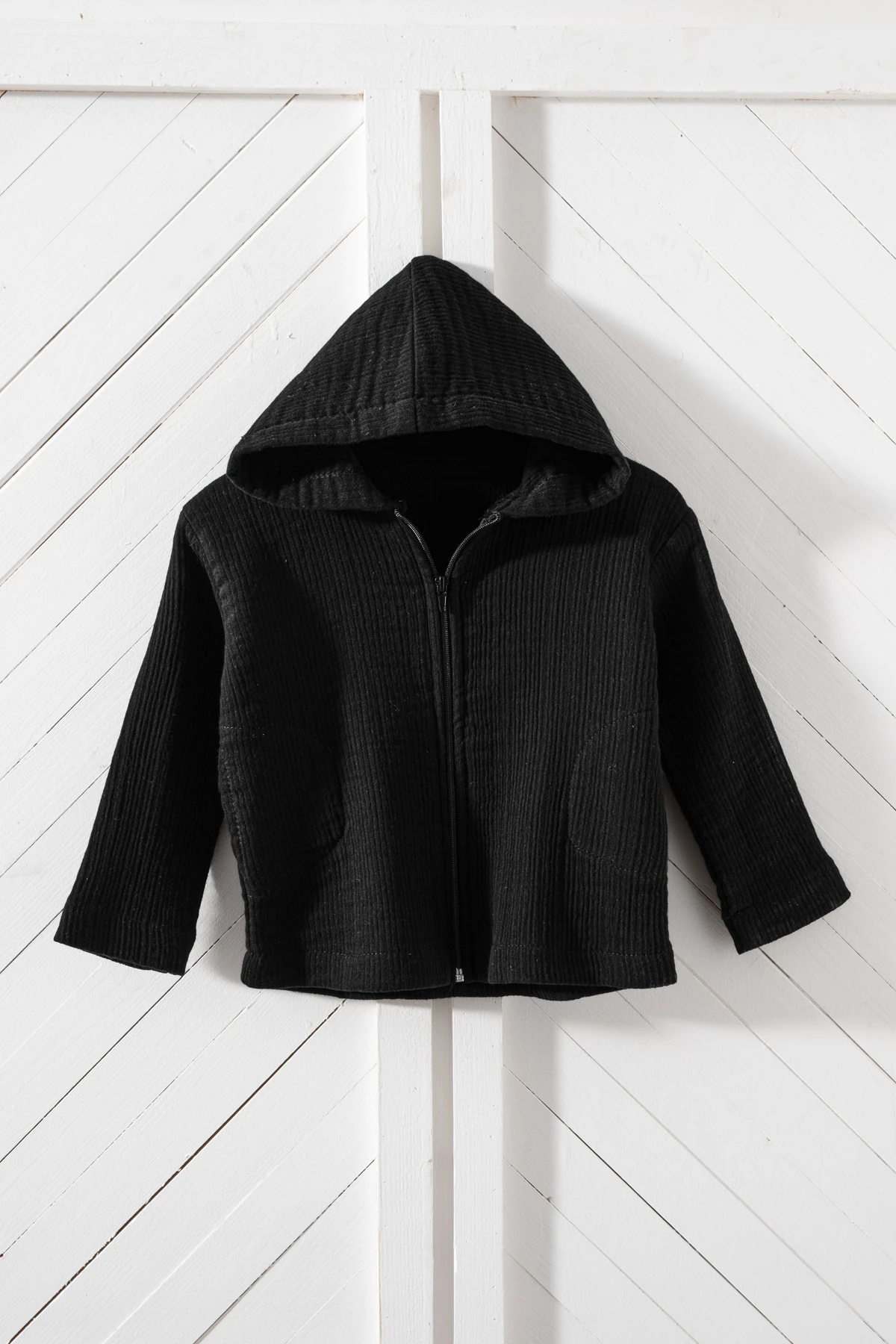 Müslin Çocuk Kapüşonlu Ceket - siyah