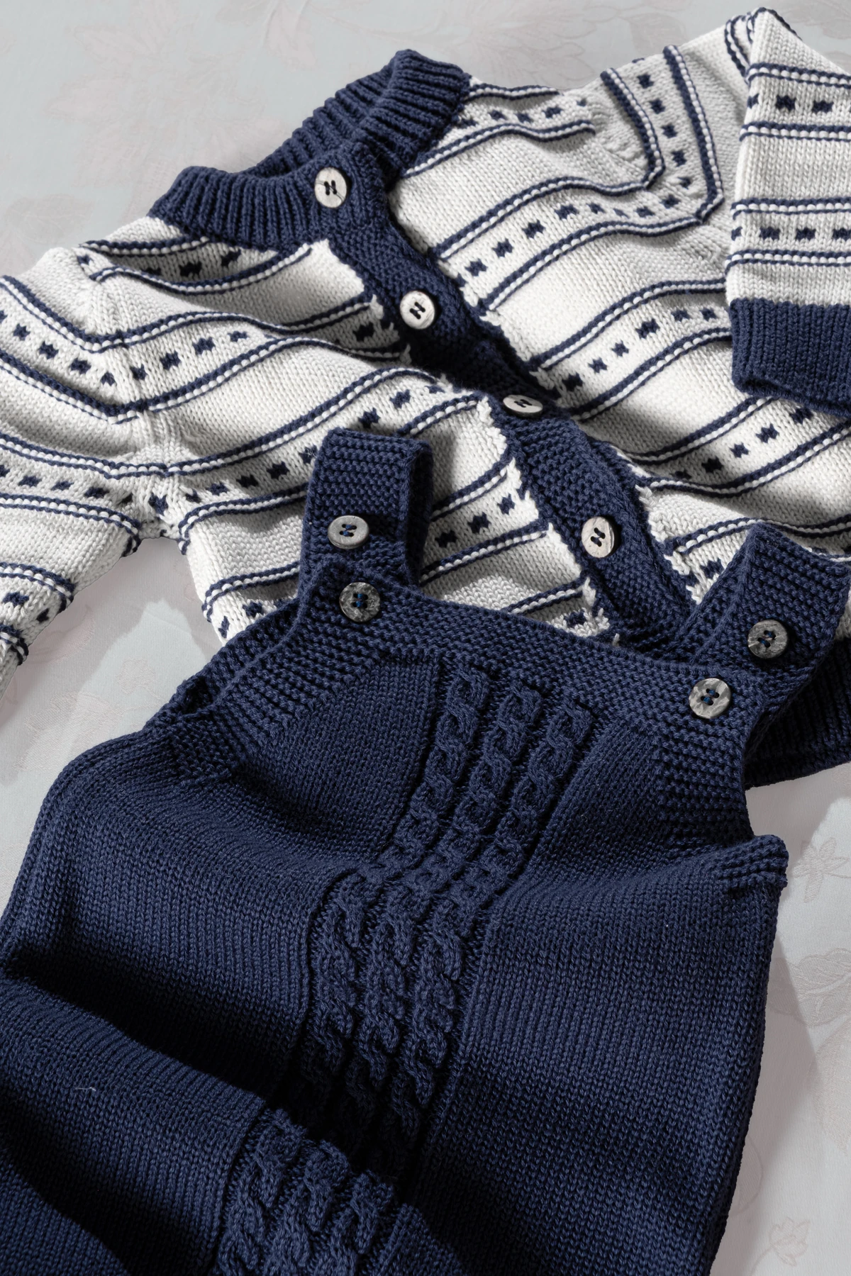 Erkek Lacivert Triko Örme 2'li Takım % 100 Pamuk