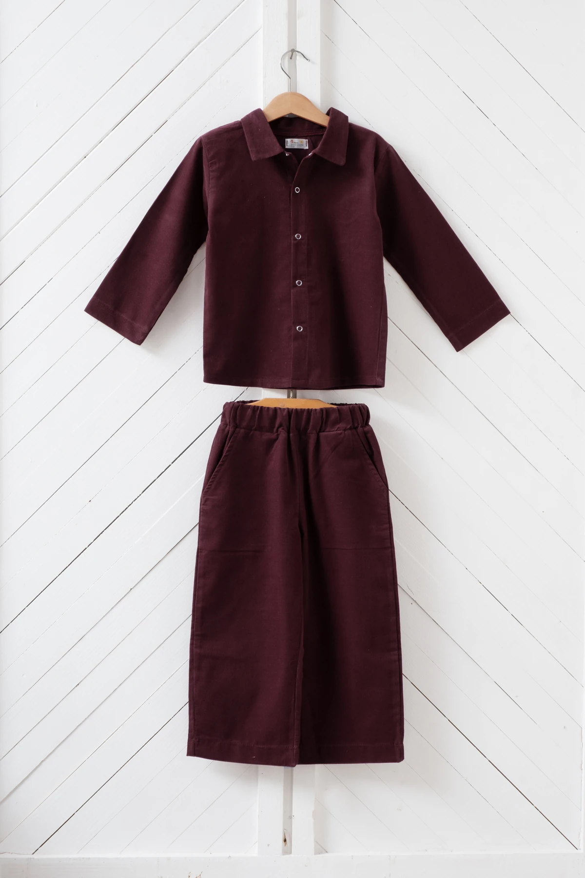 Kız Çocuk Mürdüm Kadife 2'li Takım