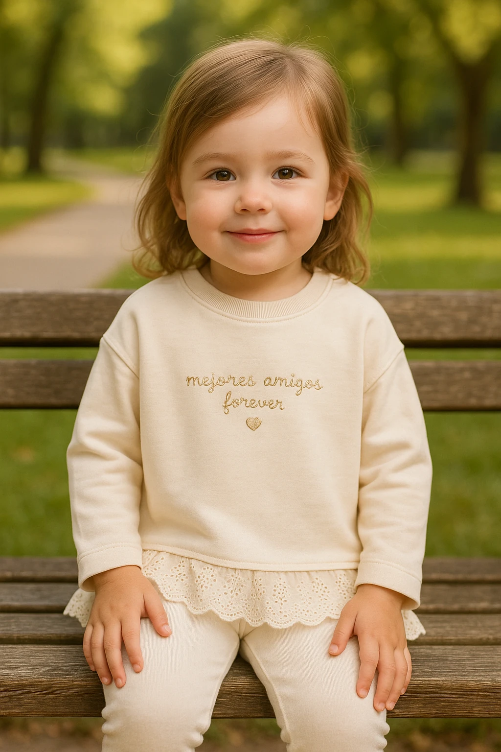 Kız Çocuk 2 İplik Dantel Detaylı Şık Sweatshirt