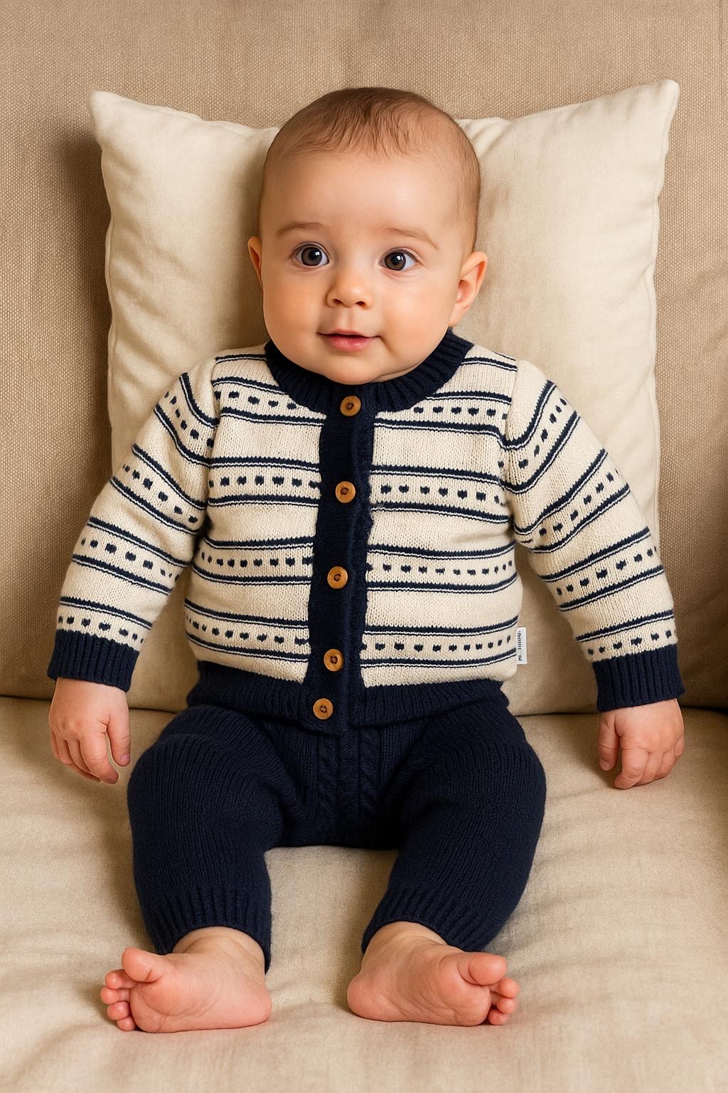 Erkek Lacivert Triko Örme 2'li Takım % 100 Pamuk