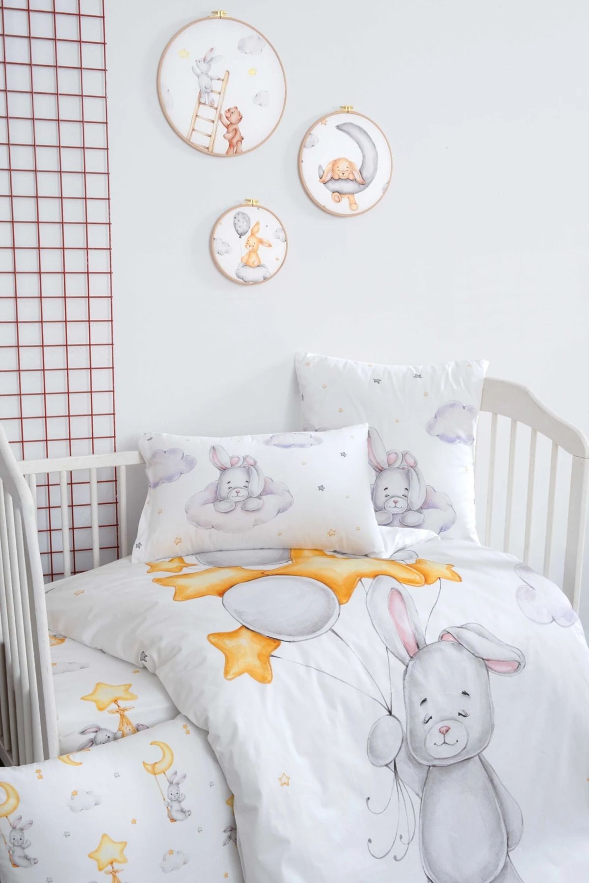 Mibabies; Cute Rabbit Nevresim Takımı, %100 Pamuk, Renli ve Eğlenceli Desenler