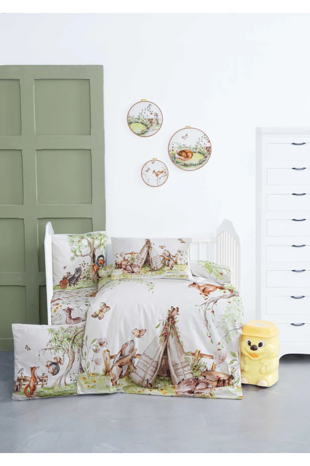 Mİbabies; Camping Time Eğleceli Nevresim Takımı, %100 Pamuk, Hipoalerjenik