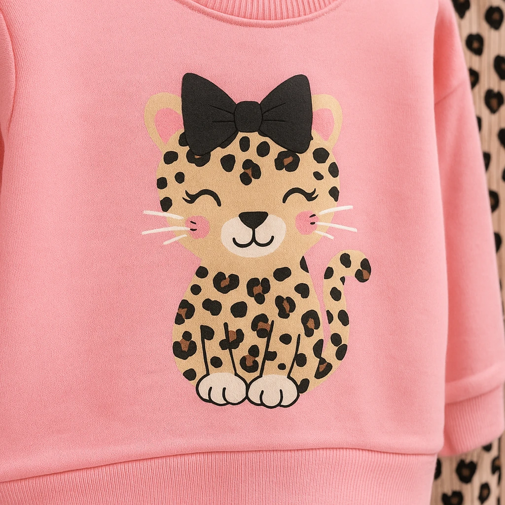 Kız Çocuk Leopar Desenli Alt Üst Takım