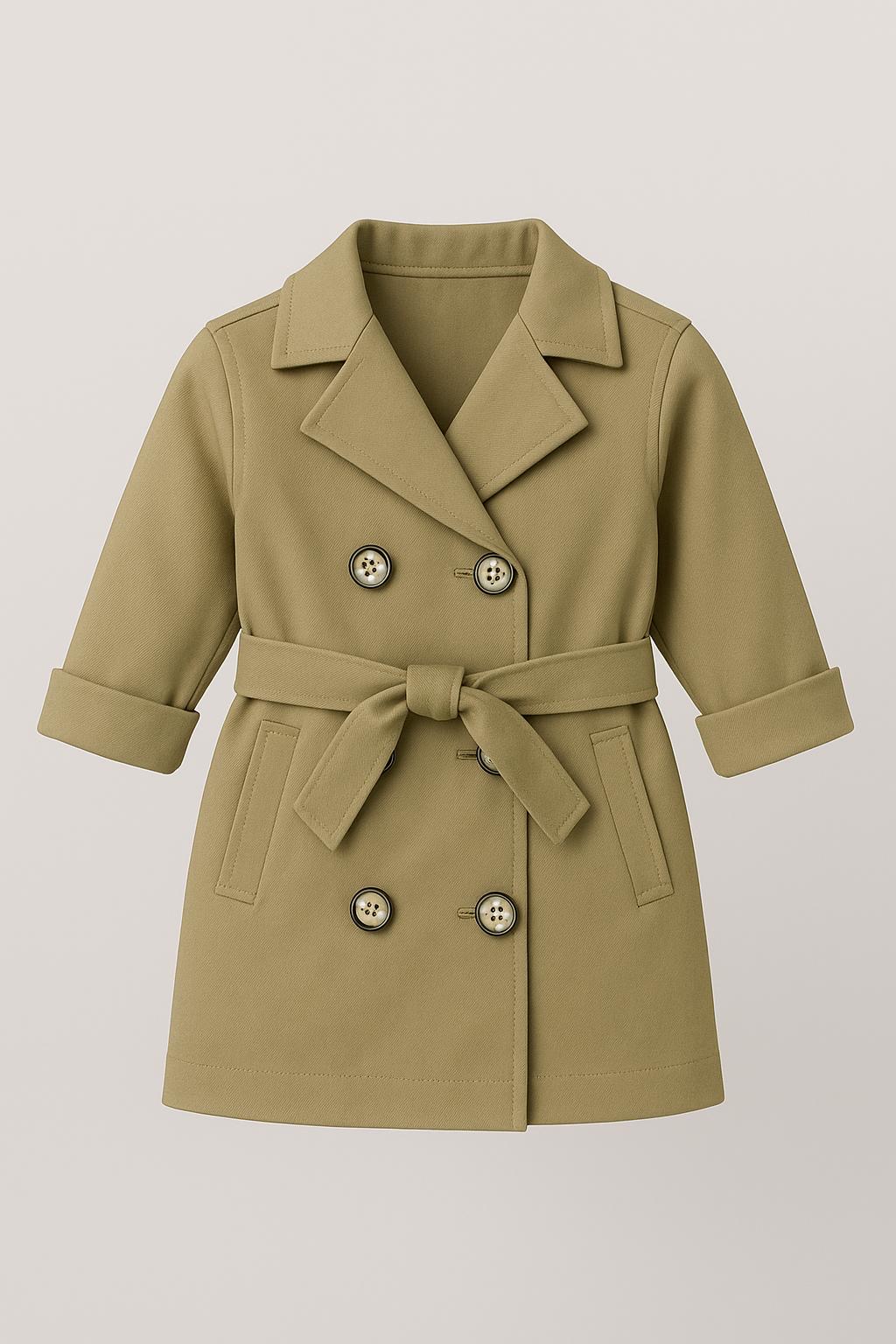 % 100 Pamuk Çocuk Trençkot -3-7 Yaş Günlük & Şık Dış Giyim