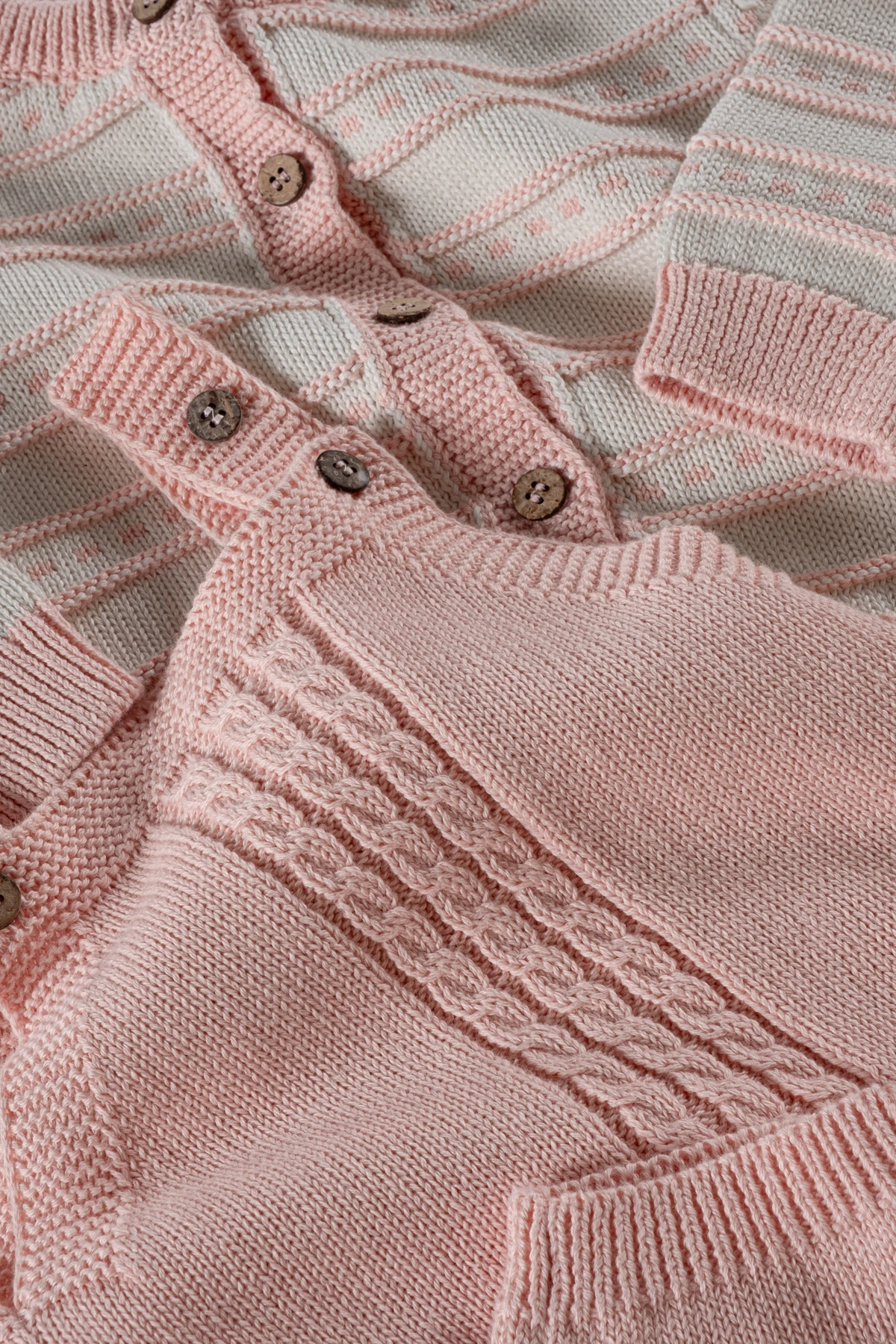 Kız Pembe Triko Örme 2'li Takım % 100 Pamuk 