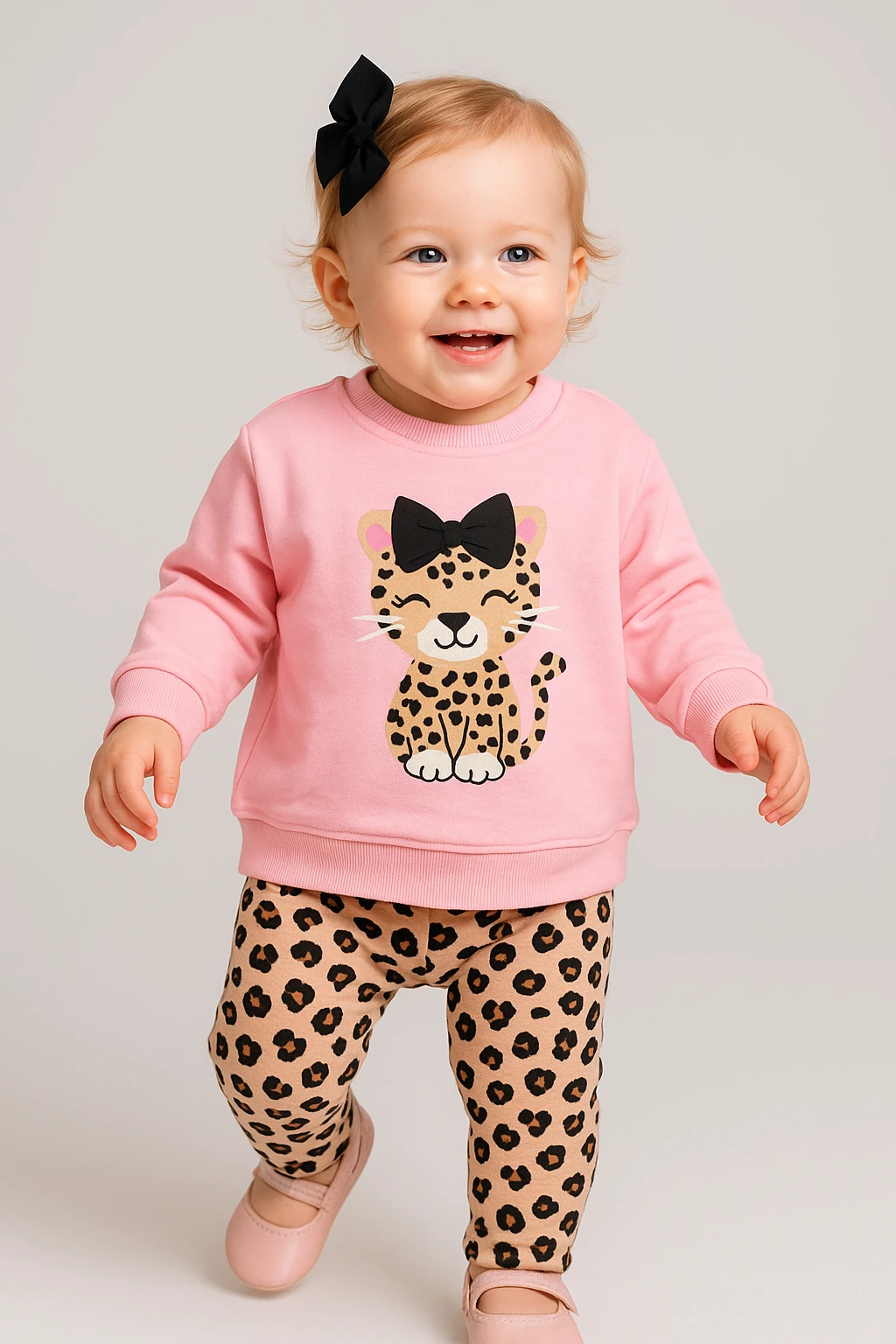 Kız Çocuk Leopar Desenli Alt Üst Takım