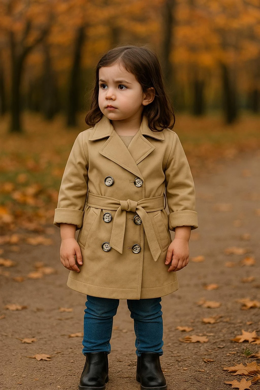 % 100 Pamuk Çocuk Trençkot -3-7 Yaş Günlük & Şık Dış Giyim