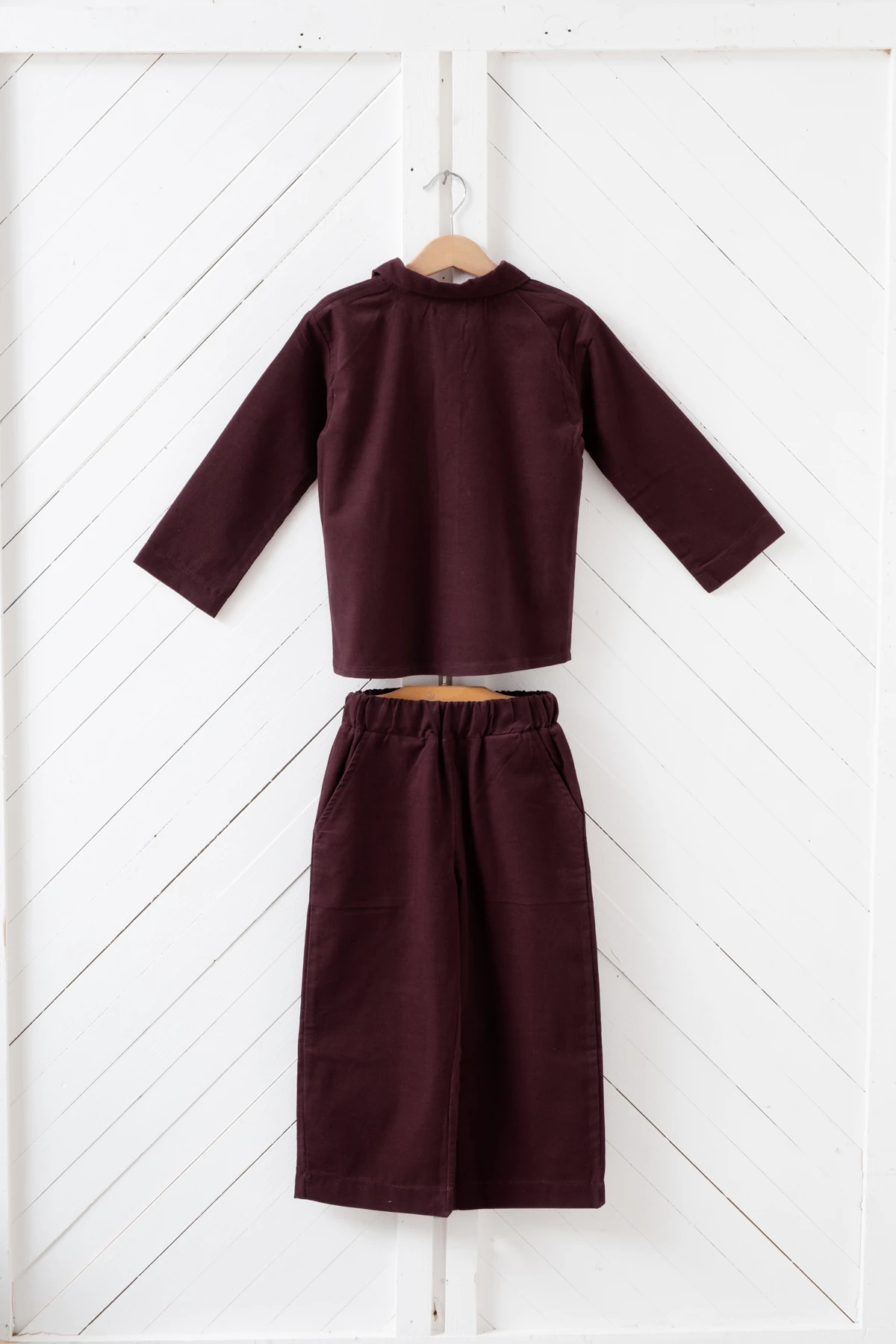 Kız Çocuk Mürdüm Kadife 2'li Takım