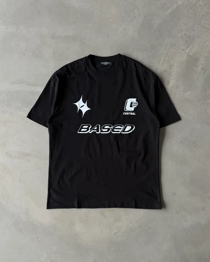 Ön ve Arka Baskılı Kısa Kollu T-Shirt - Siyah